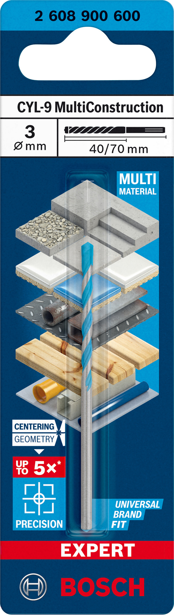 BORR CYL MULTICONSTRUCTION 3X70MM - Bosch