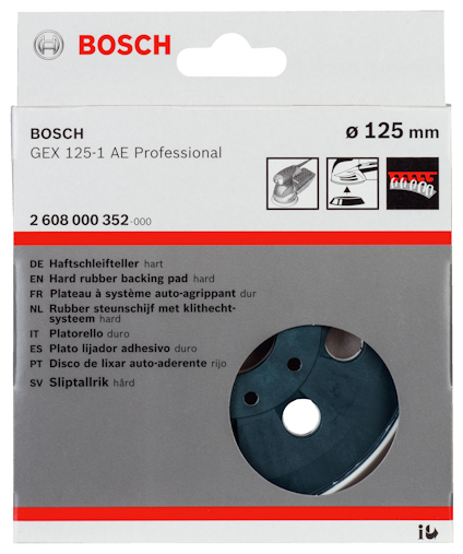 Förpackning till Bosch GEX 125-1 AE Professional sliptallrik, Ø 125 mm.