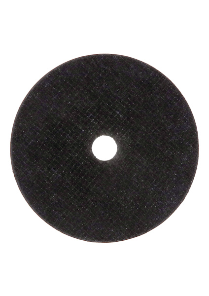 Rund svart sliprondell med hål i mitten.