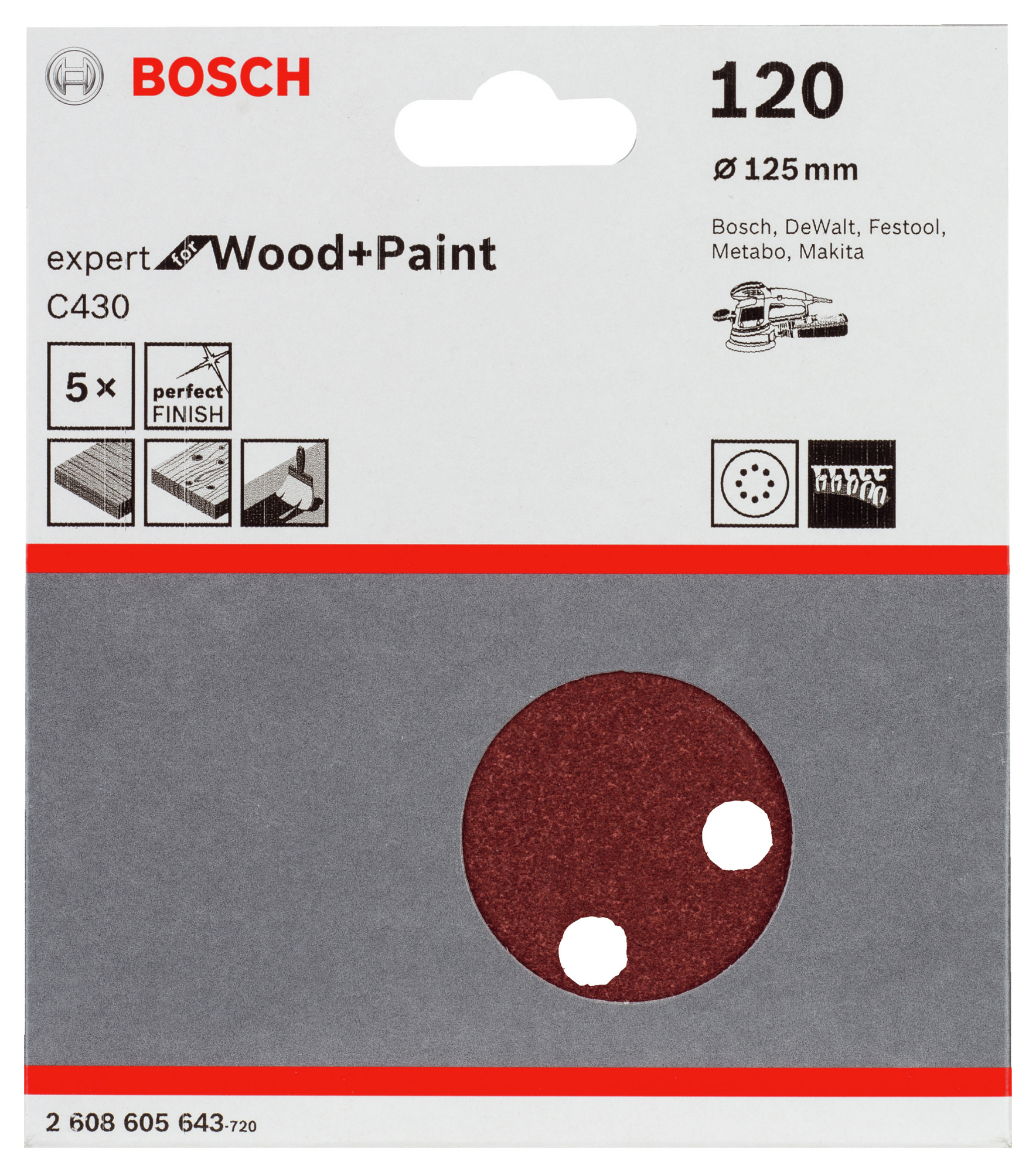 SLIPPAPPER BOSCH C430 EXPERT FOR WOOD AND PAINT EXCENTERSLIP - Bosch