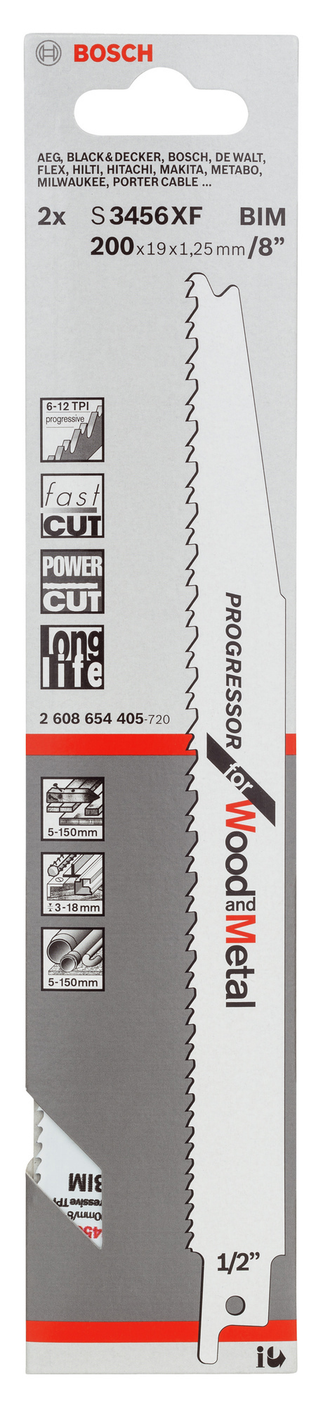 TIGERSÅGBLAD S3456XF PROG UNIV200MM 2ST - Bosch