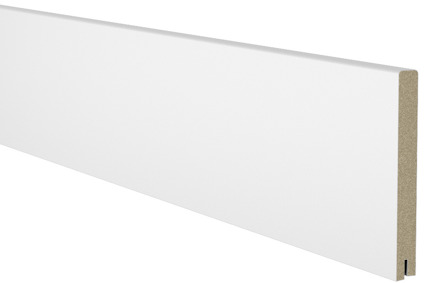 Vit, rektangulär MDF-skiva med en slät yta och en synlig kärna vid ena kanten.