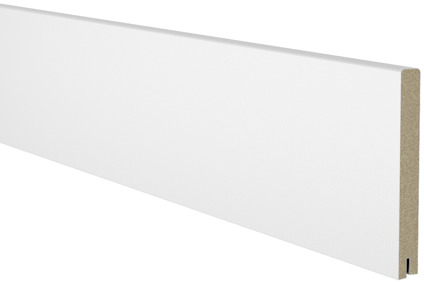 Vit sockel med mönstrad yta och en kärna av brunt material, placerad mot svart bakgrund.