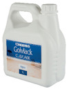 Vit plastbehållare med etikett "Herdins Golvlack Gulvlakk Aqua 3L" och skruvlock.