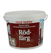 Vit hink med röd etikett och texten "Falu Vapen Röd-färg" samt information om blyfri järnoxid och linolja.