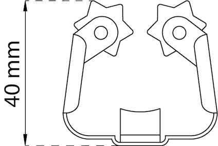 Ritning av en komponent med två kugghjul och en markerad höjd på 40 mm.
