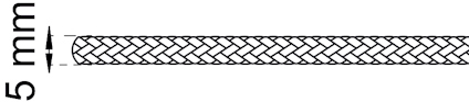 Flätad cylinder med en bredd på 5 mm, med en pilar som visar måttet.