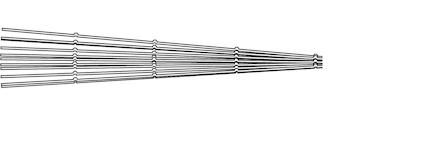 Svartvitt linjediagram med horisontella linjer minskande i tjocklek mot höger sida.