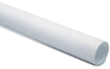 Vitt plaströr, cylindriskt och avlångt, mot en vit bakgrund.