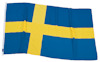 Svensk blå och gul marin flagga med ett kors.