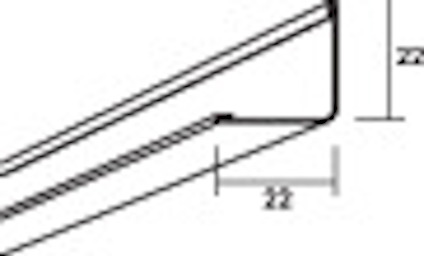 Illustration av en grå vägglist med måttlinjer som visar höjd och tjocklek.