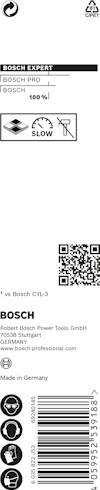 Förpackning med Bosch Expert, 100x10 mm, QR-kod, Bosch-logotyp, tillverkad i Tyskland.