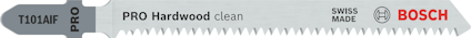 Sticksågblad med texten "T101AIF PRO Hardwood clean SWISS MADE BOSCH".