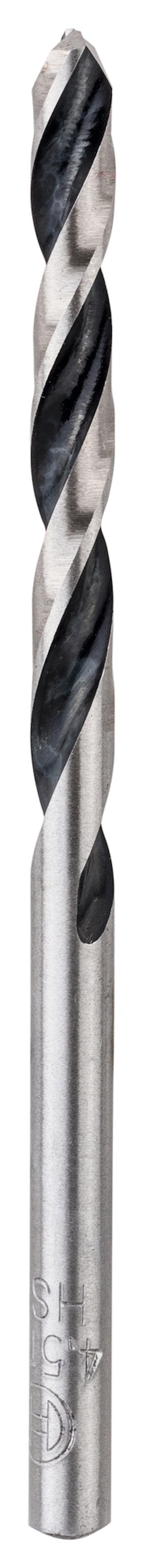 Metallborr med spiralformad design och två skärspetsar.