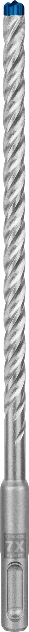 Borr med spiralspår och blå spets, synlig text "7X" på skaftet.