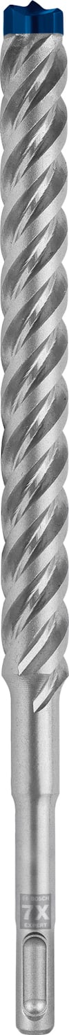 Metallborr med spiralformade skåror och en spets i blått.