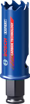 Blå Bosch hålsåg med texten "EXPERT CARBIDE TECHNOLOGY".