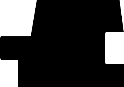 Svart silhuett av en Batman-logotyp mot en vit bakgrund.