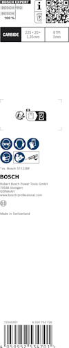 Förpackning med Bosch Expert kapskiva för metall, dimensioner 230 x 3,0 x 22,23 mm.