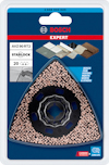 Förpackning med ett Bosch Expert Starlock AVZ90RT2 slipverktyg, triangelformat, för olika material. 20-pack.