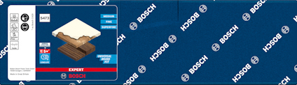 Blå förpackning med Bosch-logo och illustration av en sågklinga för trä och metall. Text: "Expert, LongLife".