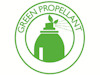 Grön cirkel med texten "GREEN PROPELLANT" och bild av en sprayburk med växt ovanpå.