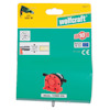Förpackning med röd pumpadapter för borrar, märkt "wolfcraft", max 1300 l/h.