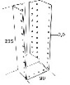 Metallbeslag i U-form med måtten 235x90 mm och tjocklek 2,0 mm, försett med flera hål.